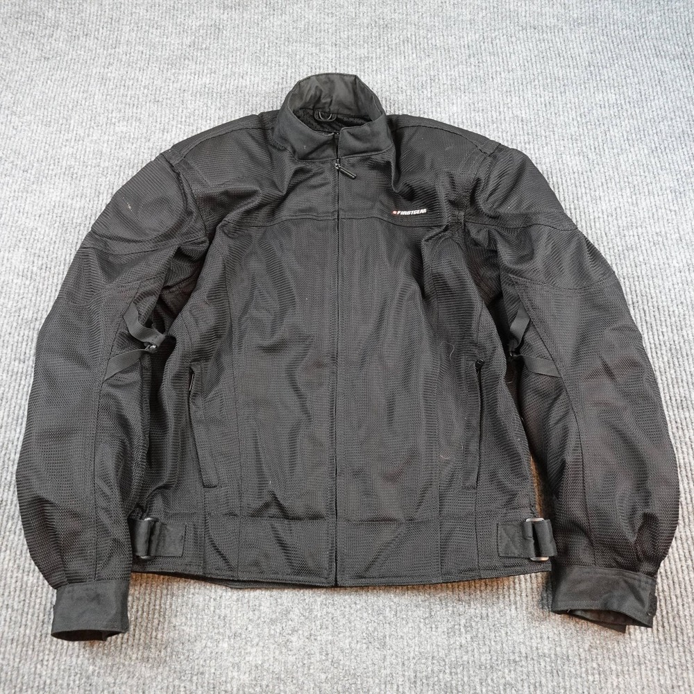 First Gear Jacket Mens LT Black Mesh Motorcycle Hypertex Textile Riding Armored